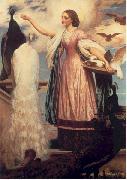 Lord Frederic Leighton A Girl Feeding Peacocks Sweden oil painting artist
